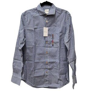 NWT Paul Smith Men's Gents Multi Stripe Pocket Shirt in Blue and White MSRP $295